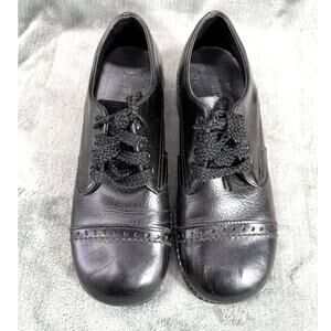 Vintage Sears Black Leather Cap Toe Oxford Kids Size 6.5D with Original Box